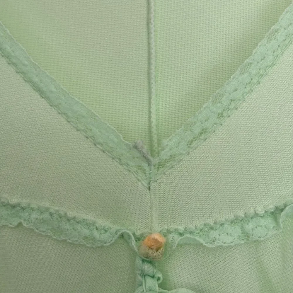 Vintage Womens Night Gown & Robe Set M Light Green Maxi Cottagecore St Patricks - Picture 6 of 15